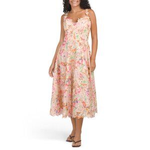 RENE BY RENE RUIZ Multi Sleeveless Floral Printed Lace Tea-length Dress